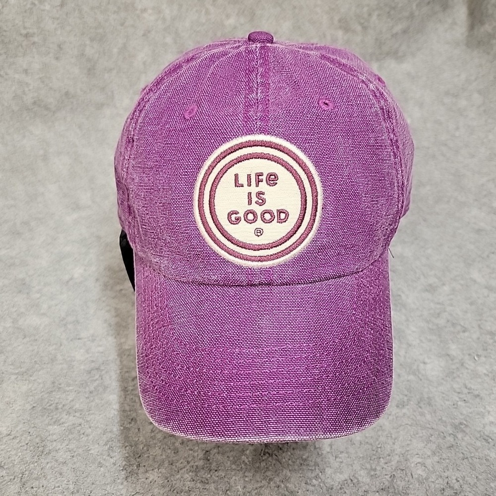 Life Is Good Hat Cap Purple Strapback Men One Size Positive Vibes Casual Outdoor